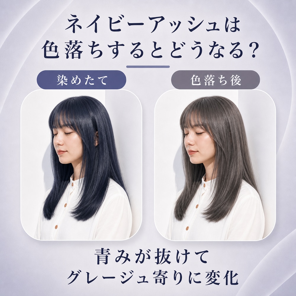 ネイビーアッシュの色落ち変化