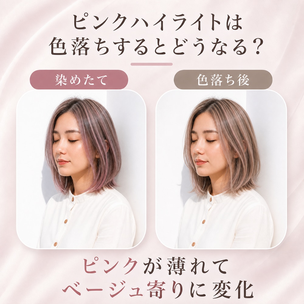 ピンクハイライトは色落ちするとどうなる？