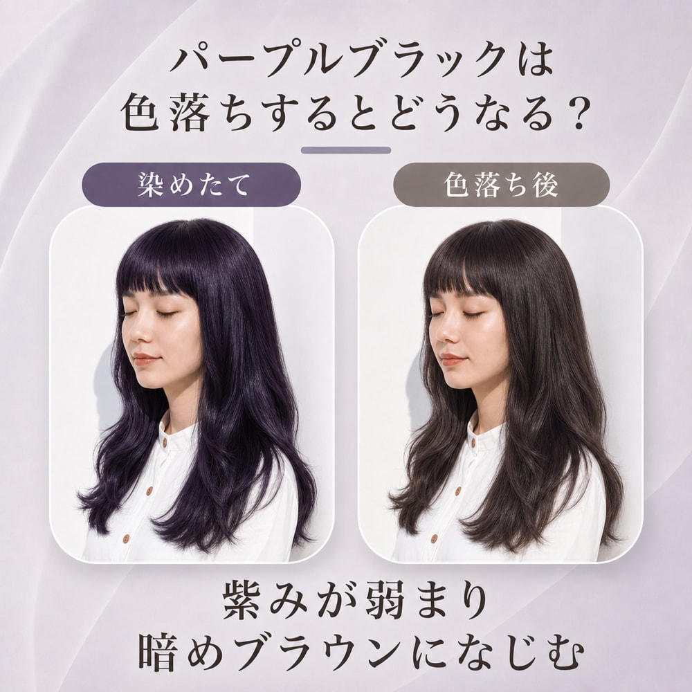 パープルブラックの色落ち変化