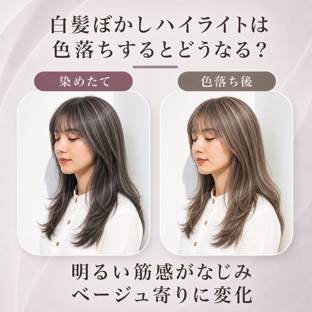 白髪ぼかしハイライトの色落ち傾向