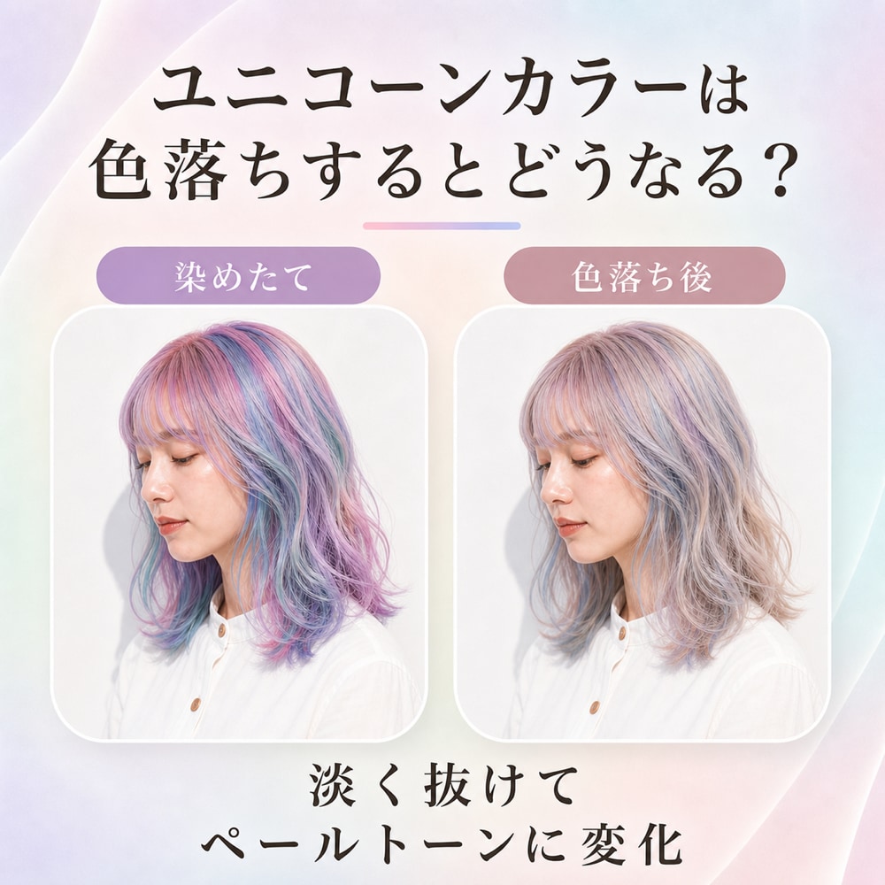 ユニコーンカラーの色落ち変化