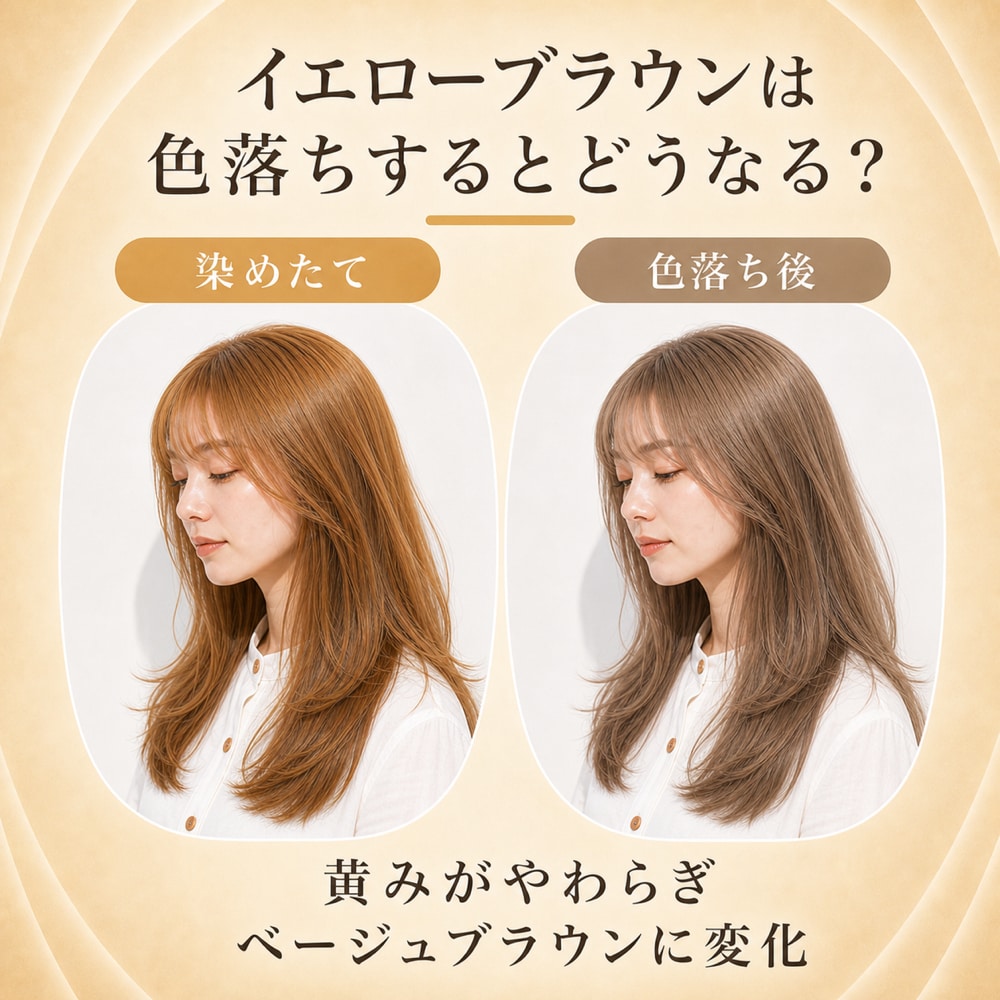 イエローブラウンの色落ち変化