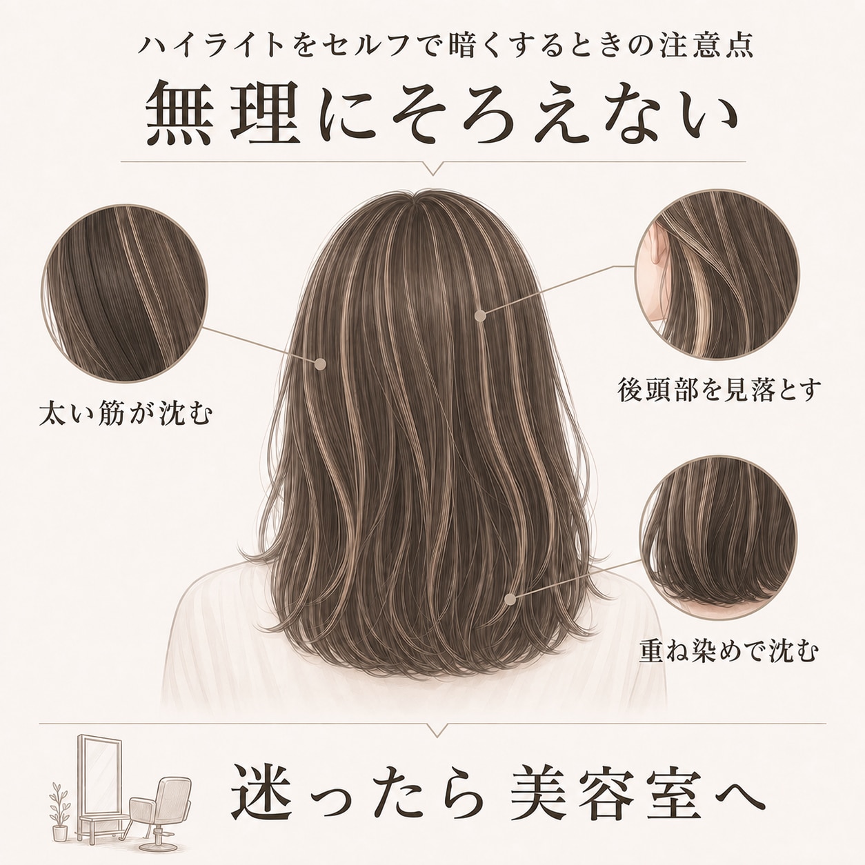 ハイライトをセルフで暗くするときの注意点