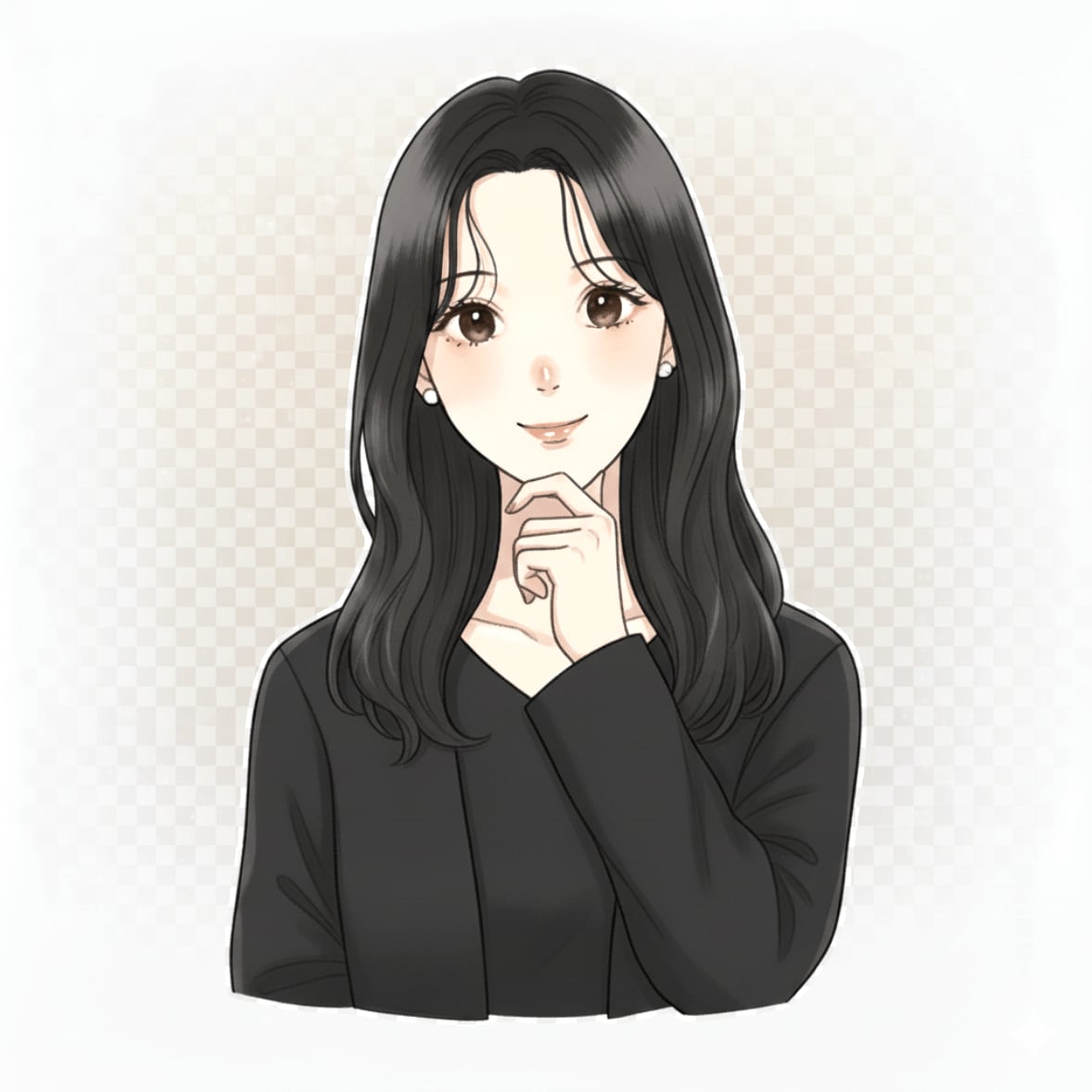 カーテンバングの女性のイラスト