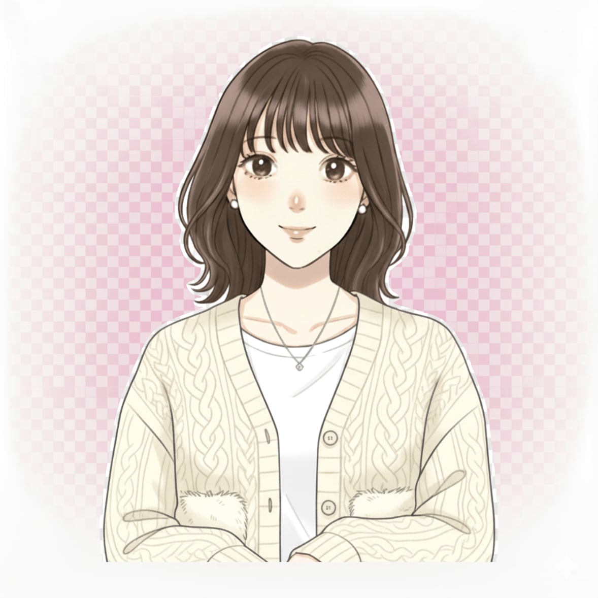 サイドバングの女性のイラスト