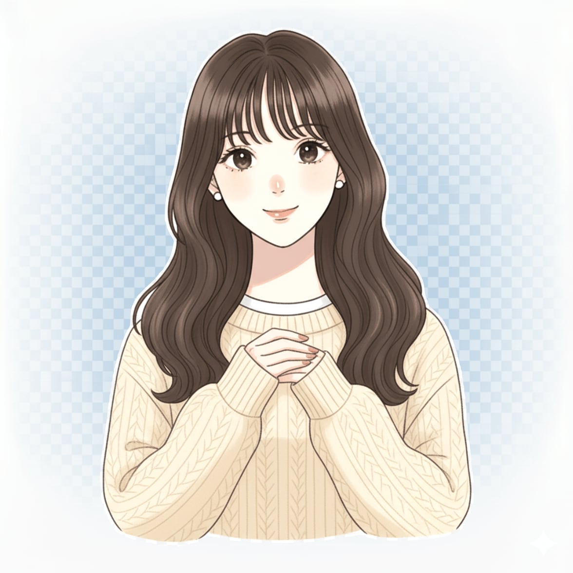 シースルーバングの女性のイラスト