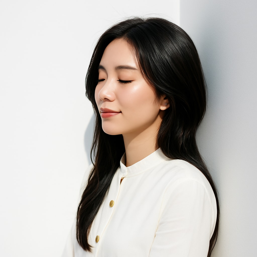 カーテンバング×セミロング×黒髪ストレート