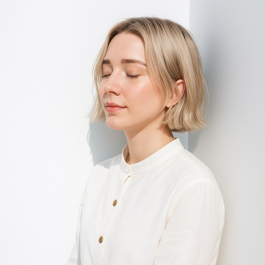 ノーバング×ショートヘア×ブロンドベージュ