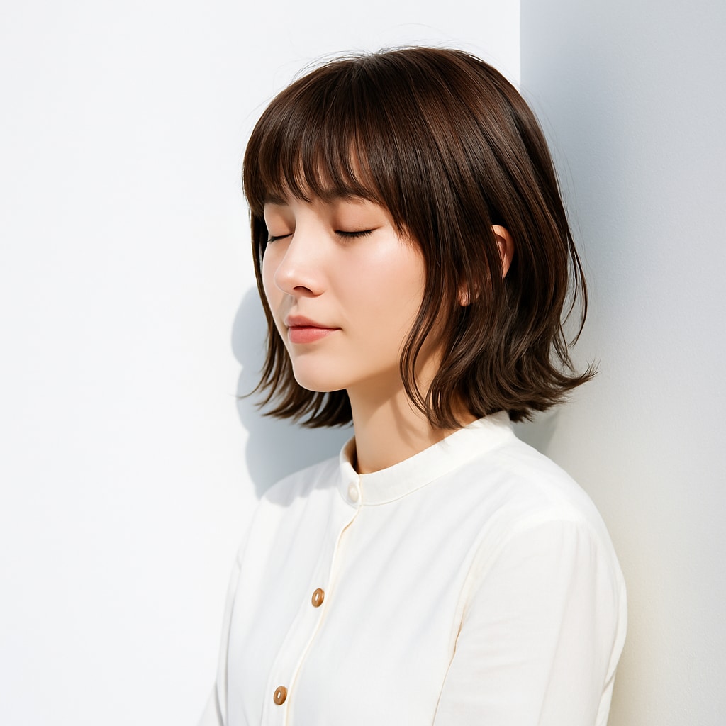 フルバング×ボブ×外巻きパーマ