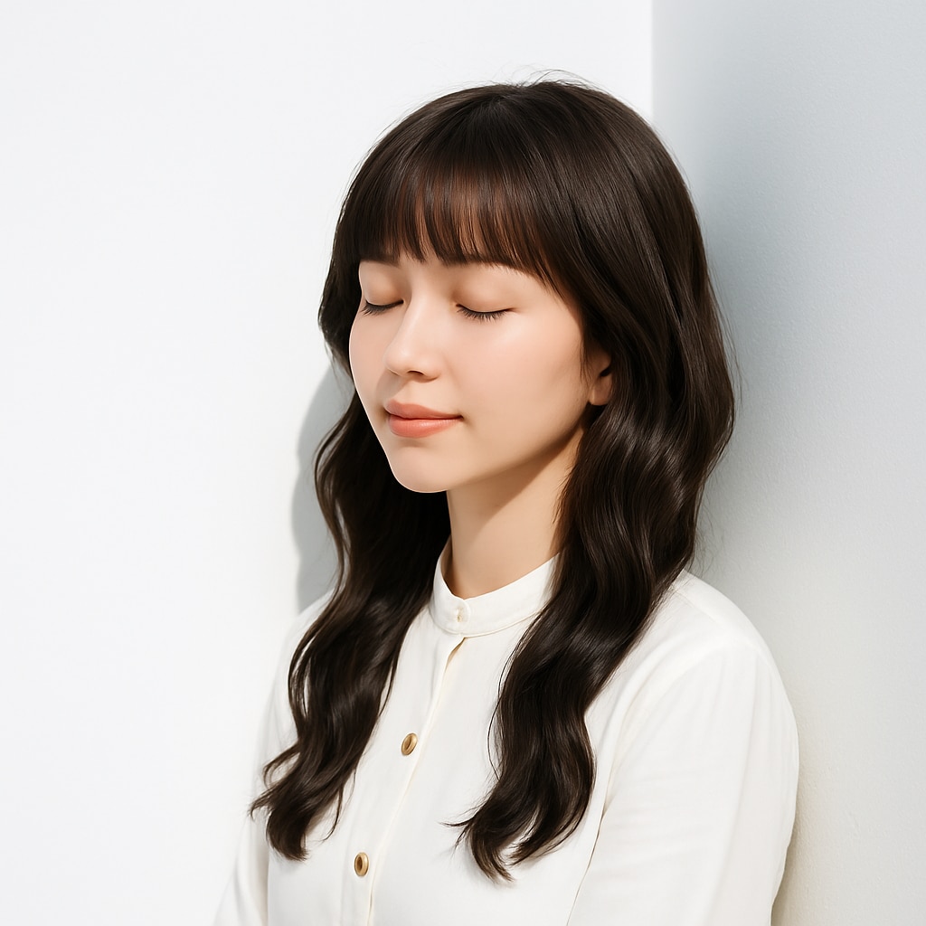 フルバング×セミロング×暗めブラウン