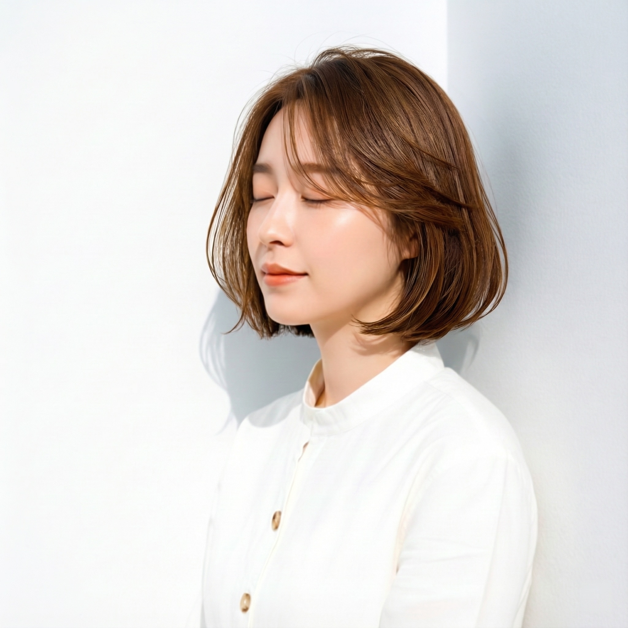 10. ボブ×かきあげ前髪：丸いフォルムで上品にまとまる