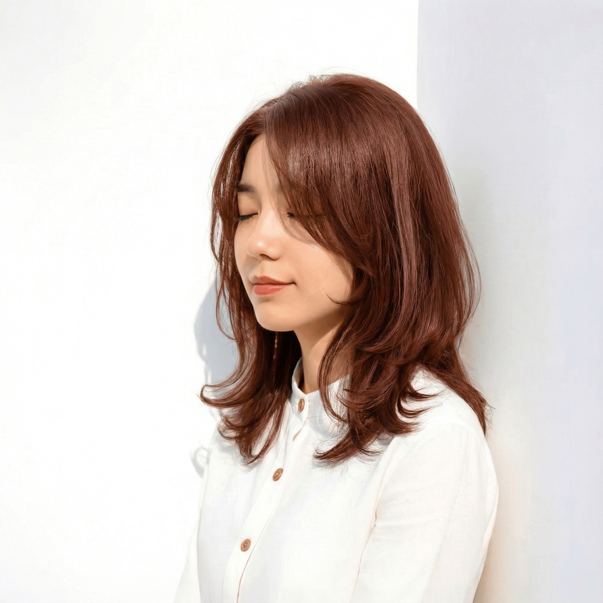 2. ミディアム×かきあげ前髪：レイヤーで軽さを出しやすい