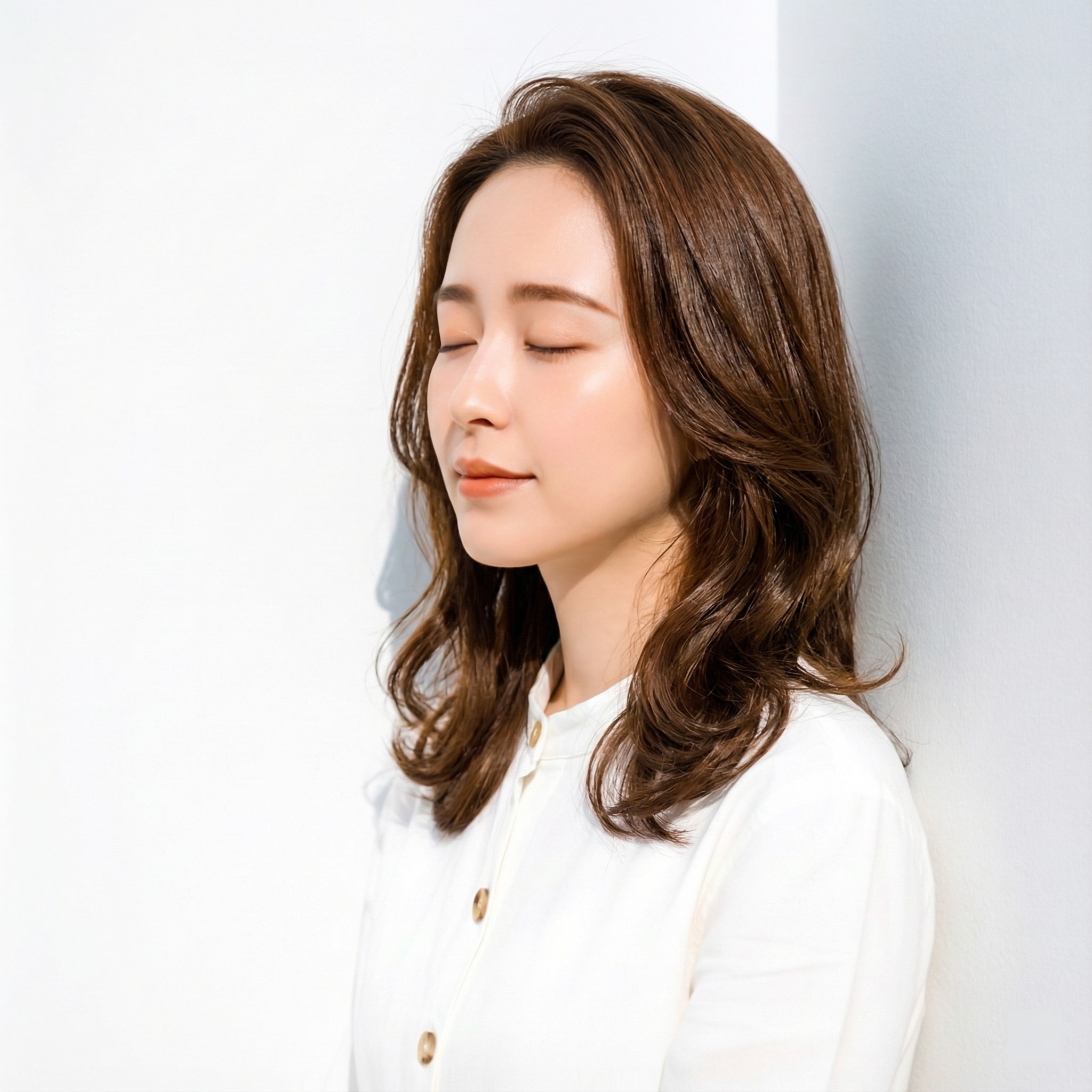 5. ロング×かきあげ前髪：ふんわりカールで華やかさを足せる