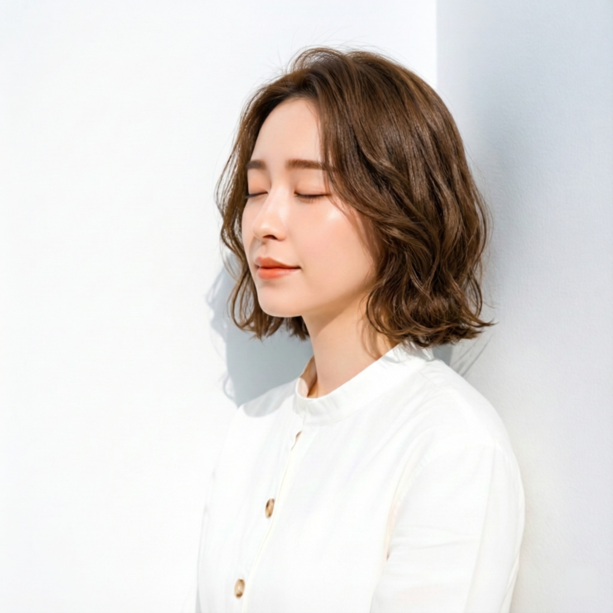 6. ボブ×かきあげ前髪：外ハネで首元がすっきり見える