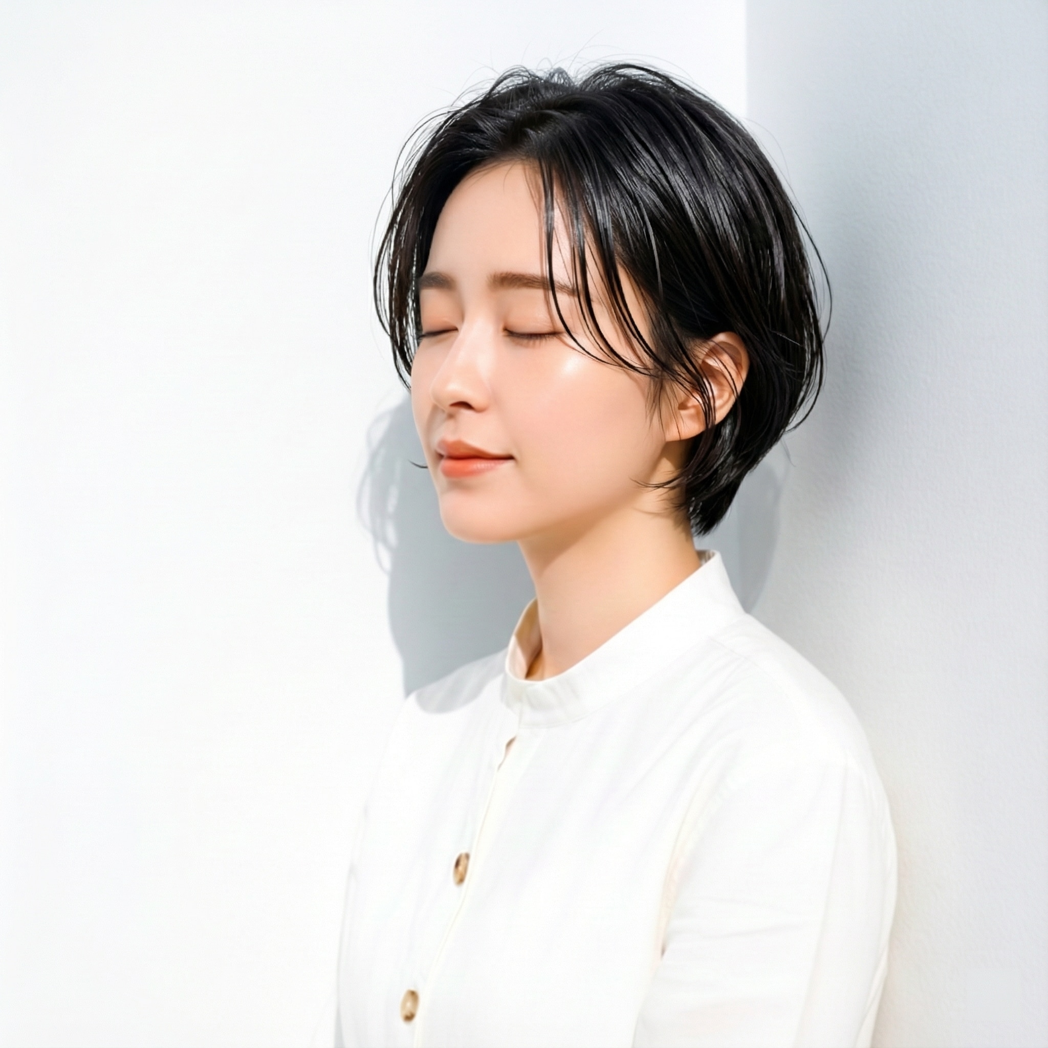 7. ショート×かきあげ前髪：タイトな毛流れで洗練感が出る