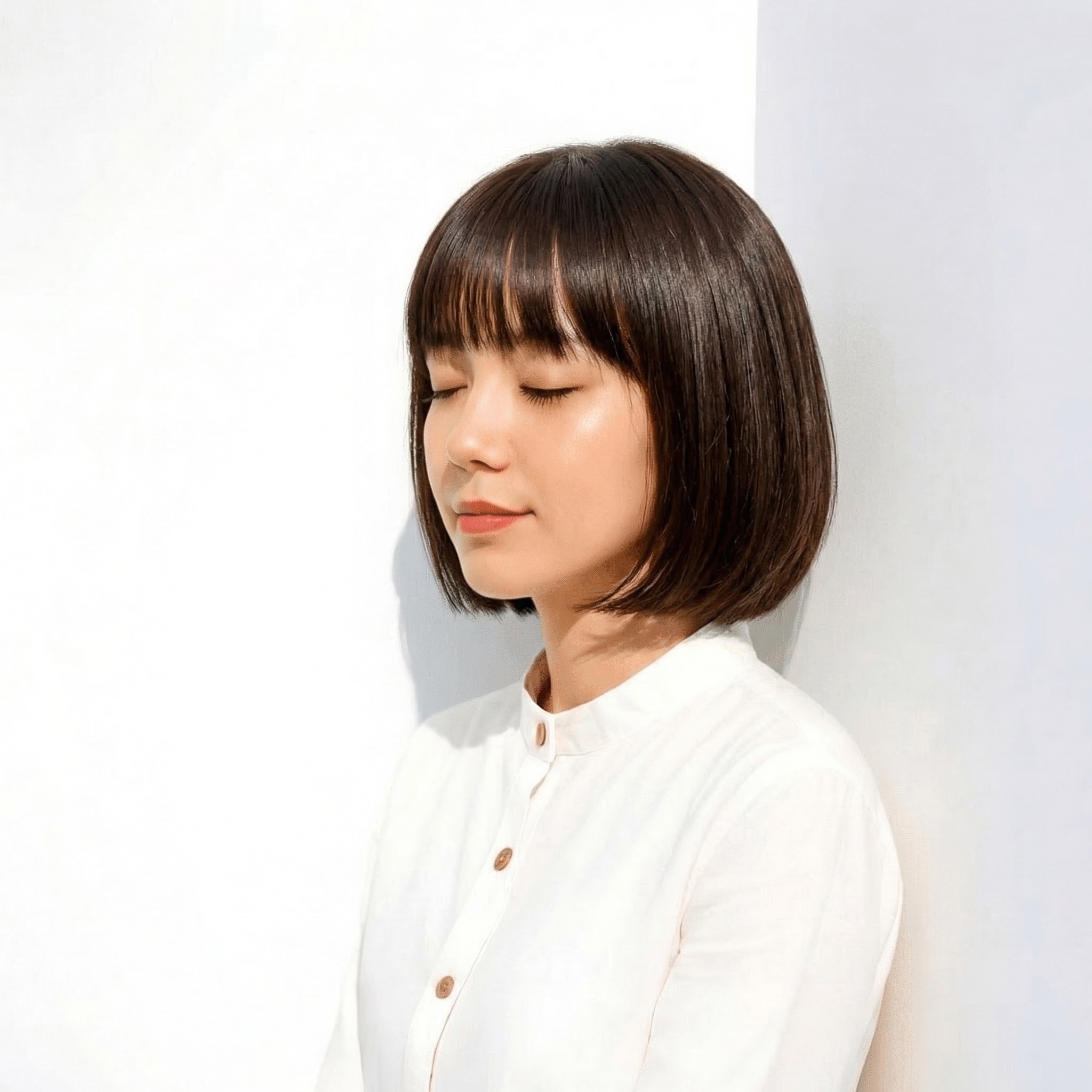 1. ツヤ感が映える王道のぱっつんボブ