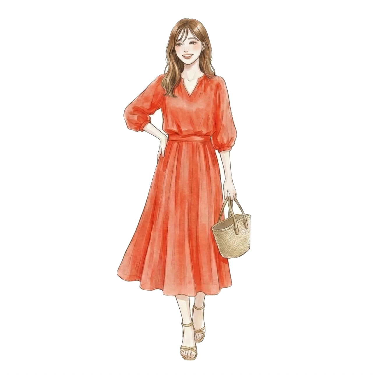 ⑤ライトオレンジ×セットアップ：明るく柔らかい春のワントーン