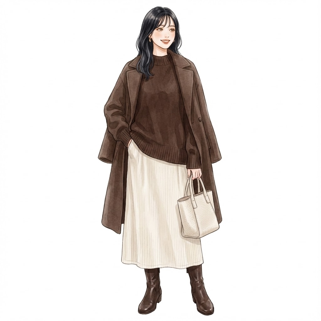 ⑤チョコレートブラウン×アイボリー：深みと柔らかさの冬ワントーン