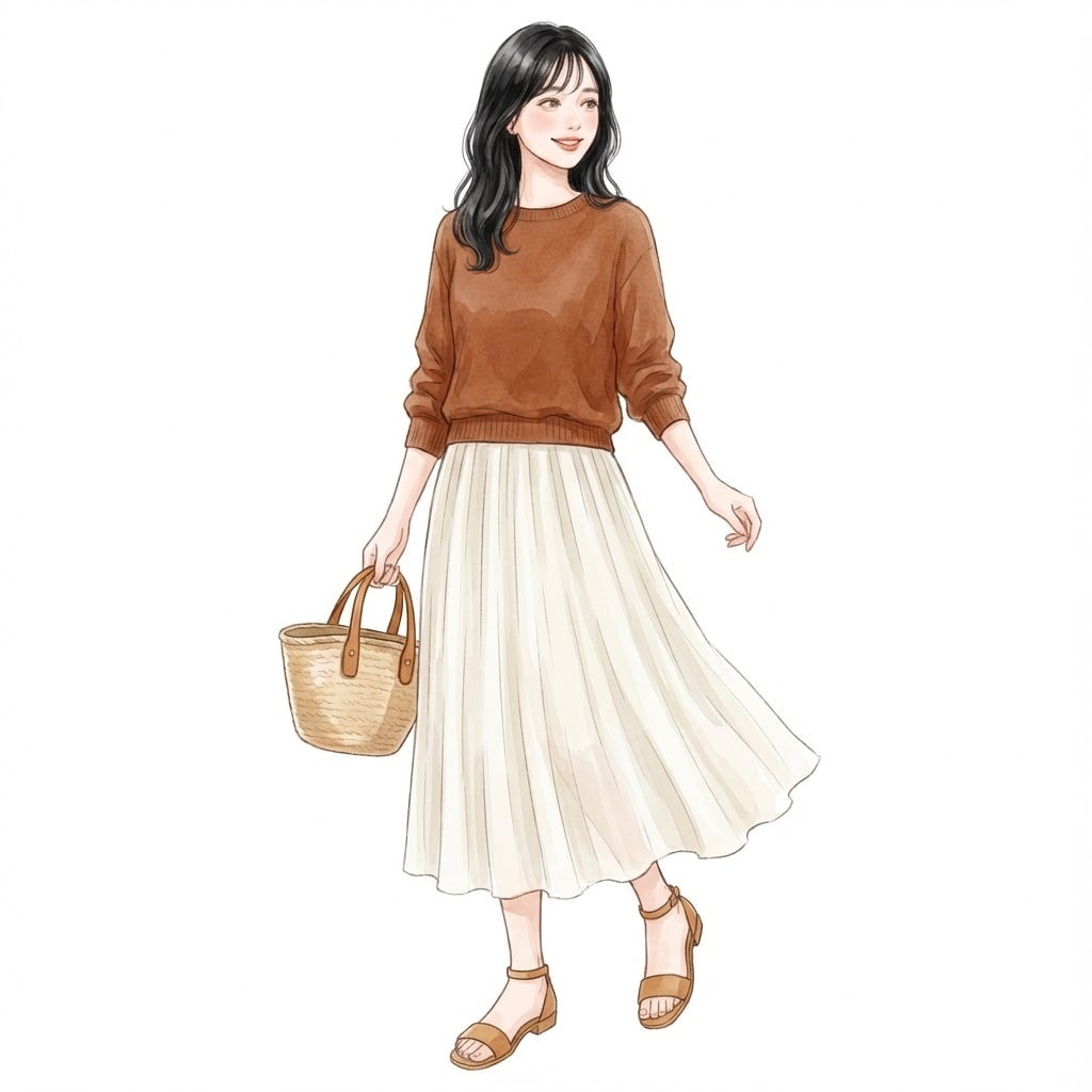 ⑤ブラウンニット×アイボリー：温かみ×軽さのちょうどいい配色