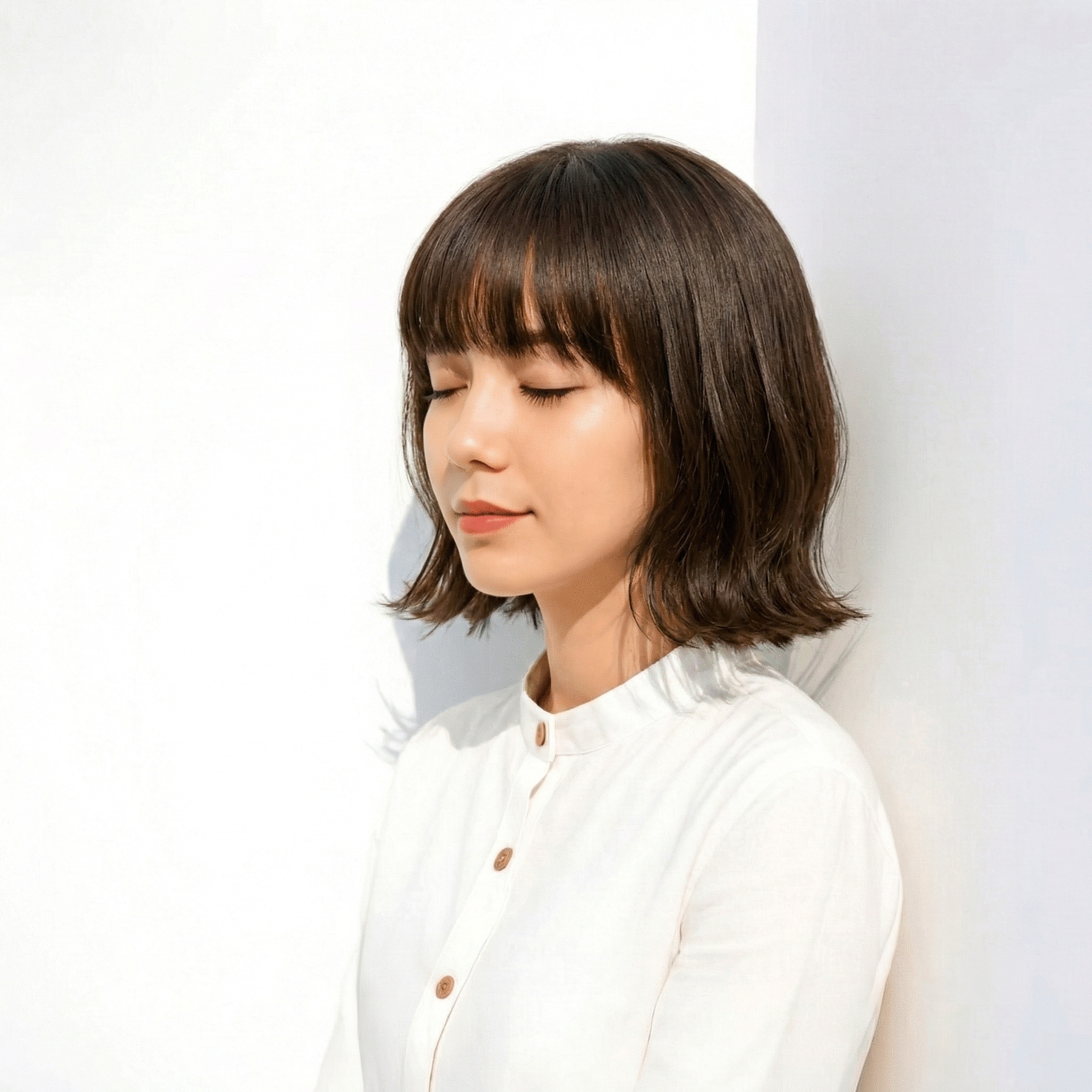 ②ナチュラルグレージュ：落ち着きと透明感を両立する大人の王道色