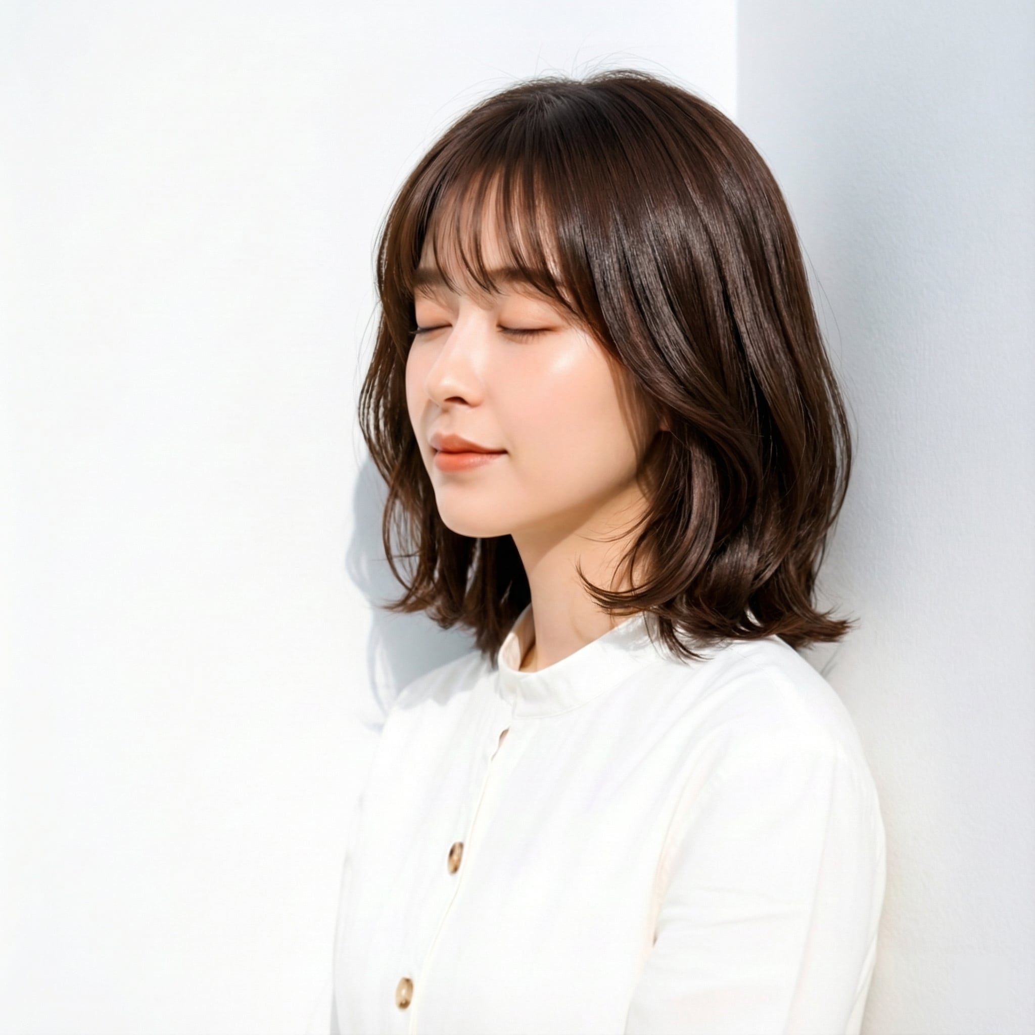 ナチュラルボブ×シースルーバング：前髪ありでも幼く見えにくい大人バランス