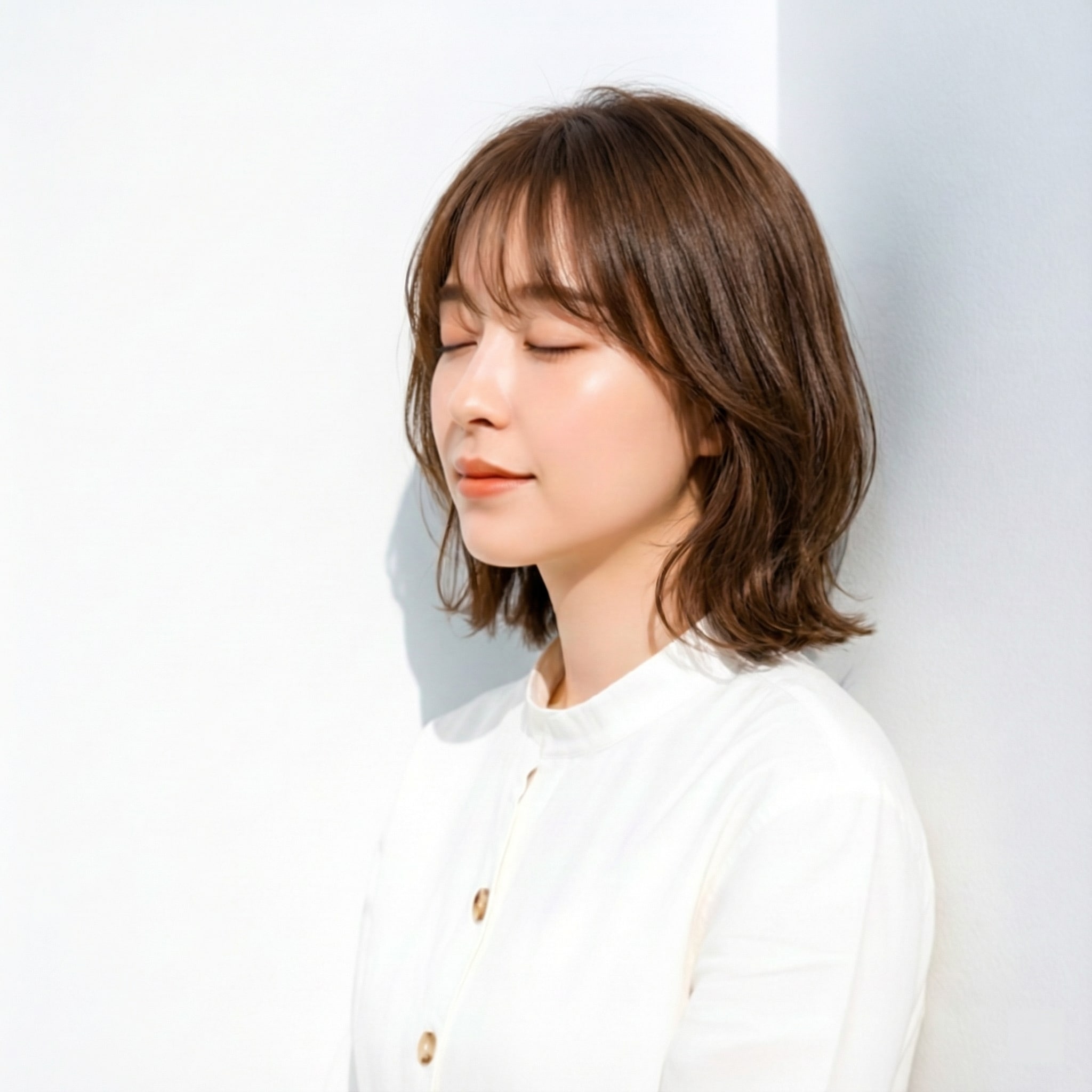 9. フェミニンボブ×シースルーバング：縦ラインを強調してすっきり見せる前髪