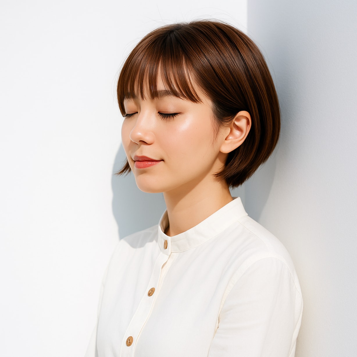 アクティブキュートに似合う髪型：丸みボブ