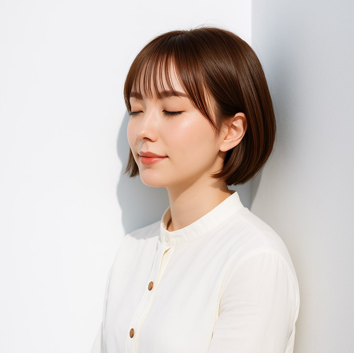 3. 前髪ありショート×内巻きタイトボブ：丸みで上品さをプラスする万能シルエット