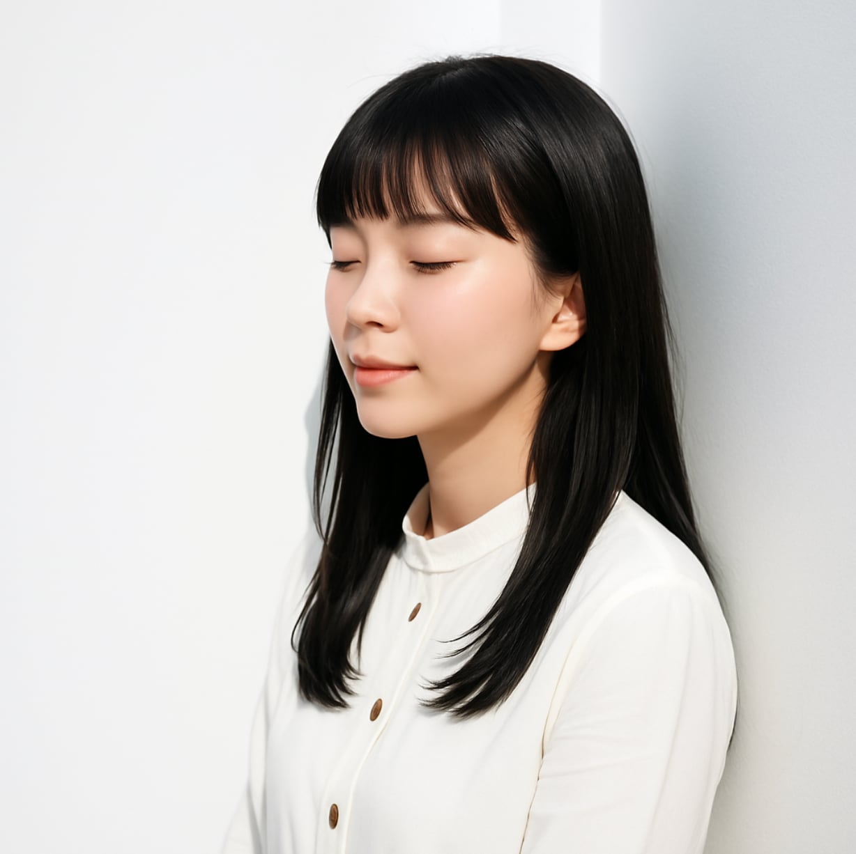 1. 前髪ありロング×ストレートタッチ：清楚さの中に可愛さを残す大人ロング