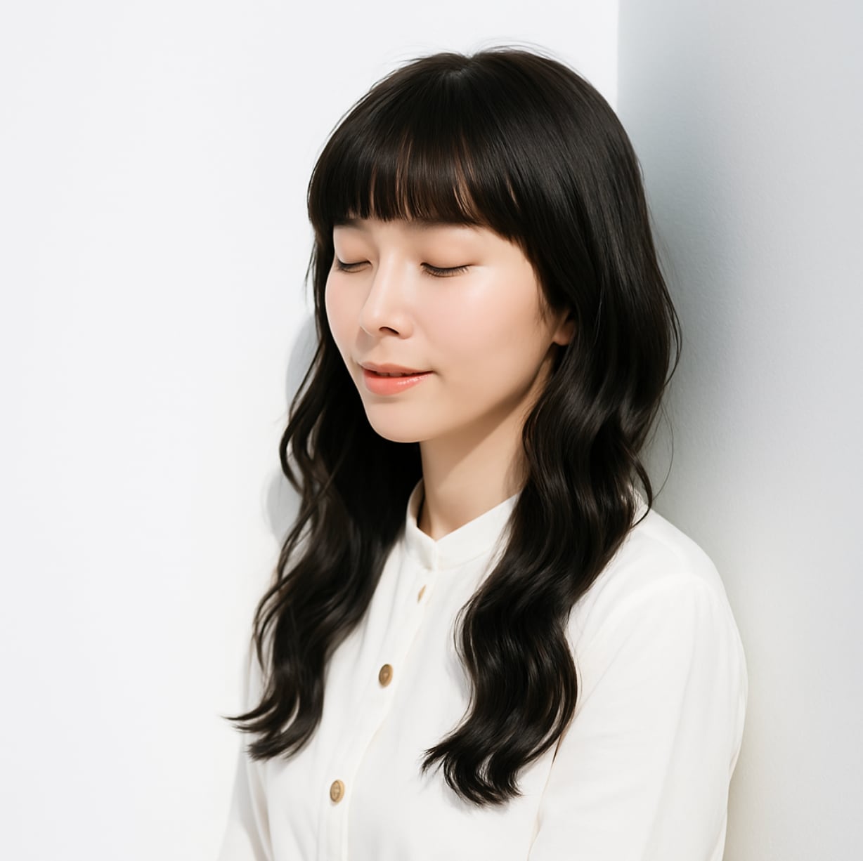 2. 前髪ありロング×ゆるウェーブ：やわらかい動きで可愛さを際立てる愛されロング