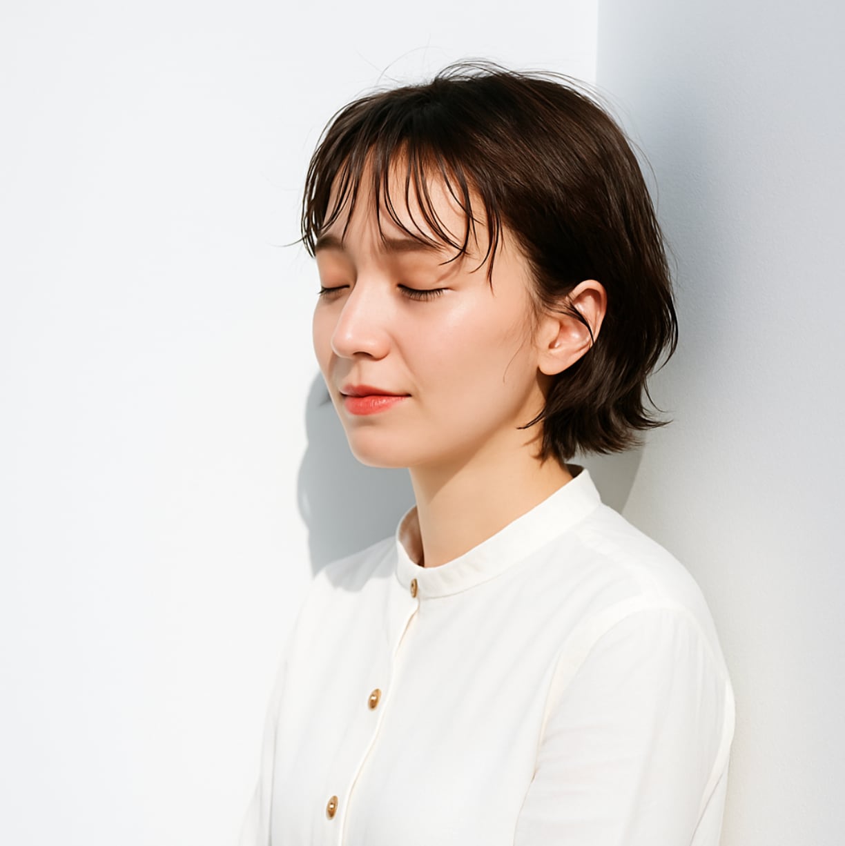 前髪ありショート×ニュアンスウェーブ：軽さをまとった抜け感ショート