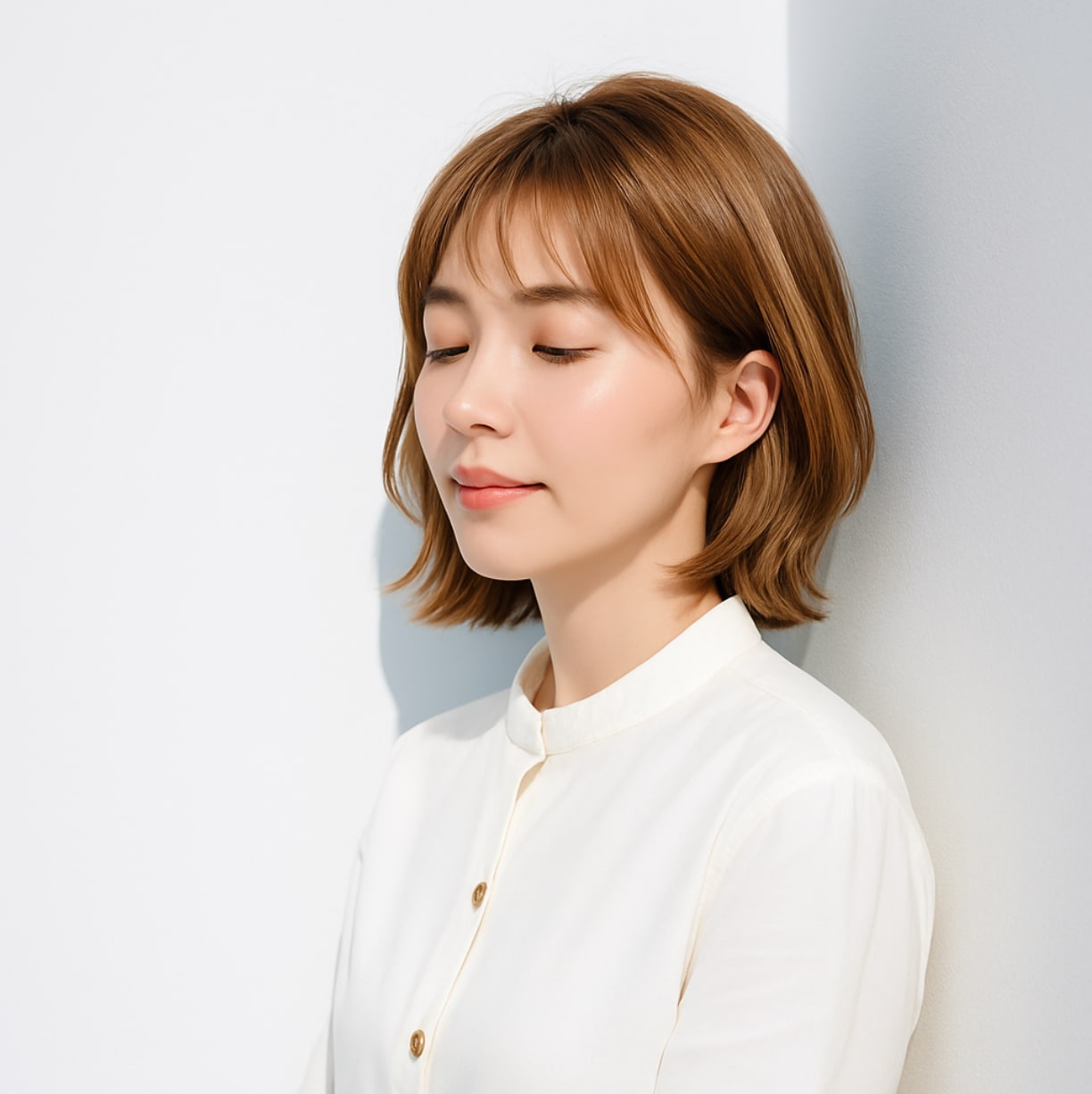 1. 前髪ありミディアム×軽やか外ハネ：自然体の可愛さを引き出すエアリーミディ