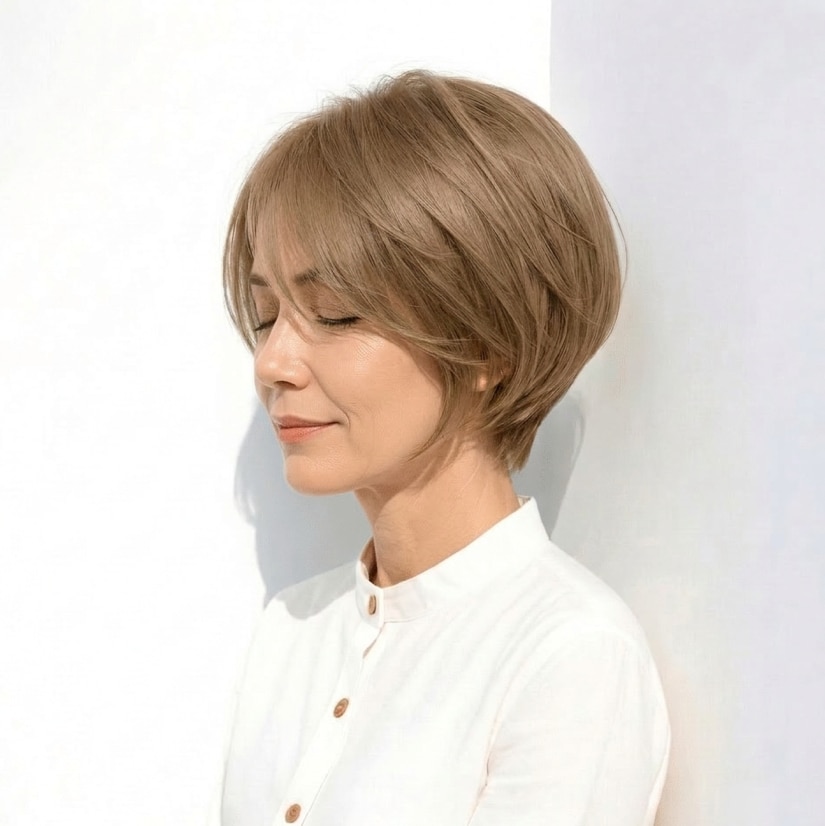 3. ショートボブ×上品ミルクティーベージュ
