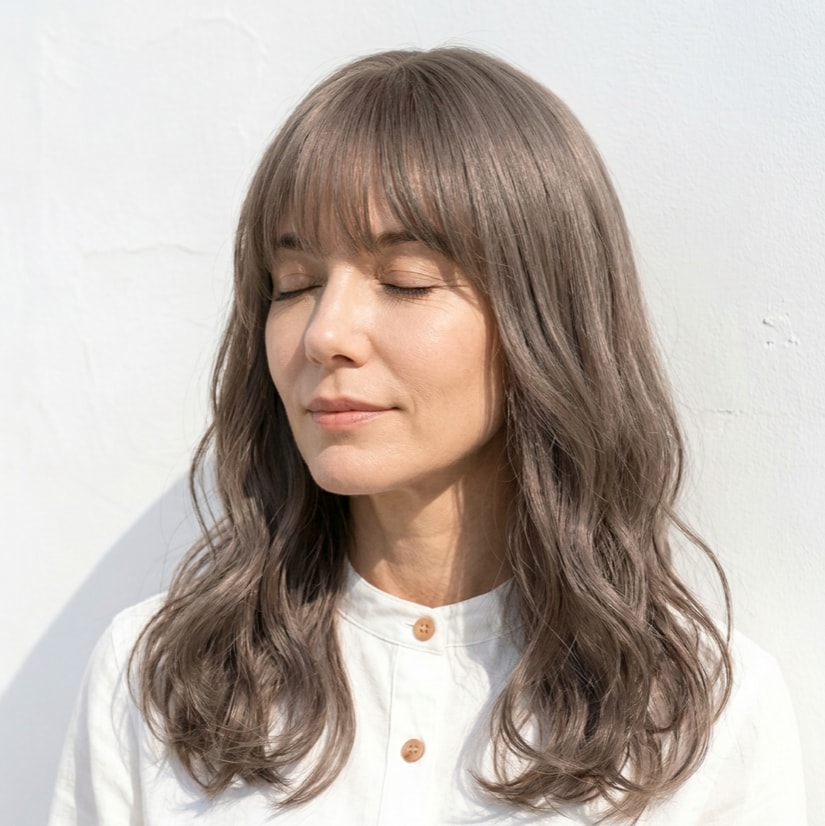 5. ロング×艶感ミルクティーベージュ