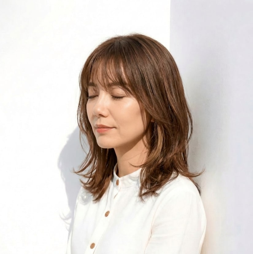 12. イヤリングカラー×柔らかミルクティーベージュ