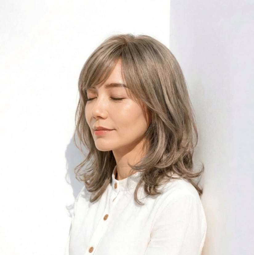 14. バレイヤージュ×大人ミルクティーベージュ