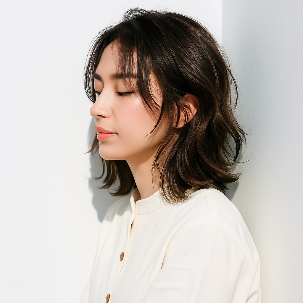 2. グラデーション：根元は落ち着き、毛先に向かって透けるコントラスト