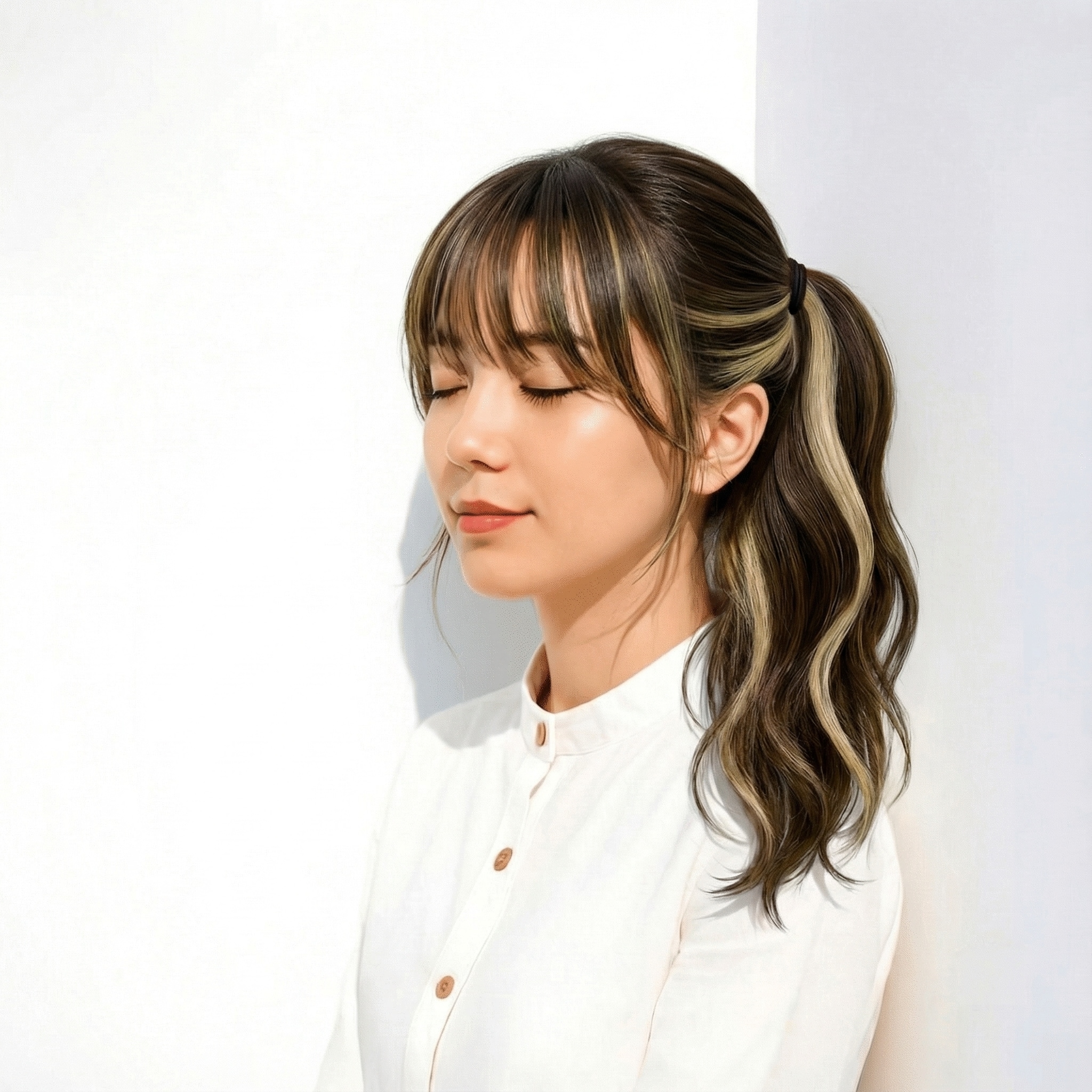 3. インナーカラー×ベージュ：自然な明るさ差で軽さを引き出すナチュラル設計