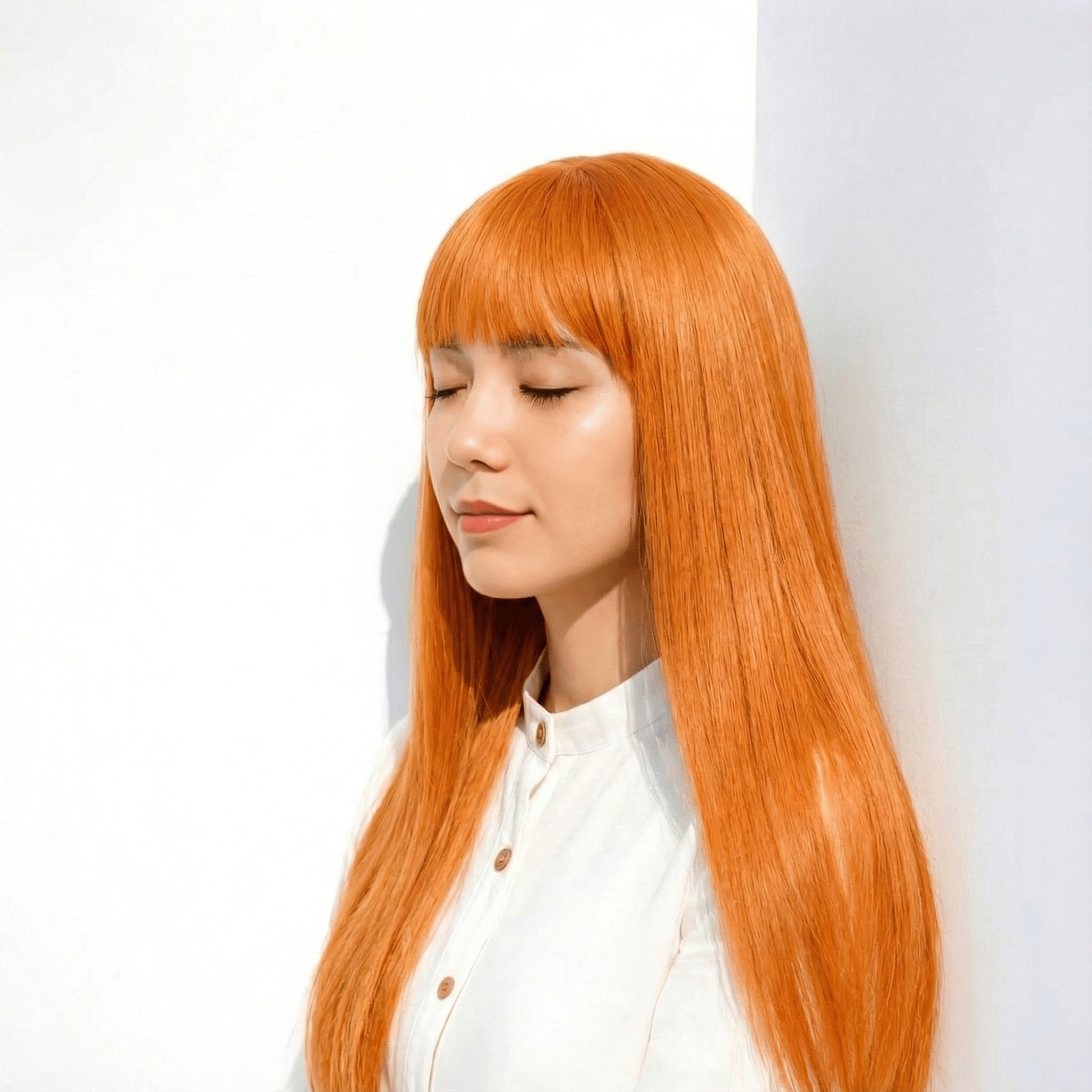 2. ダブルカラー×オレンジロング：発色の良さで華やかさが際立つトレンド配色