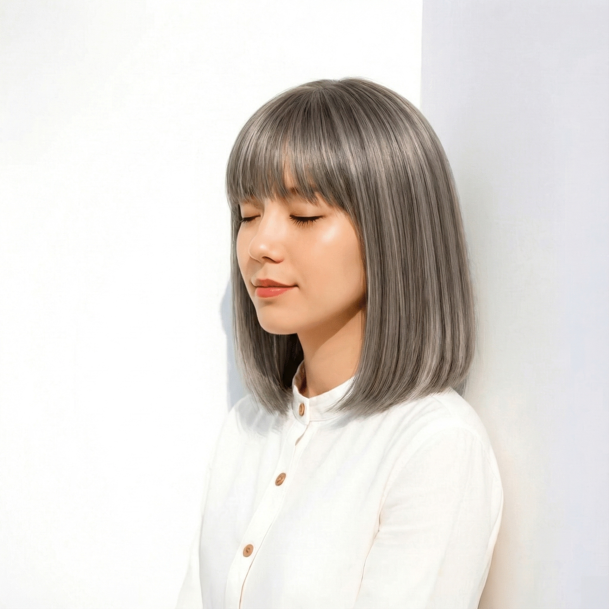 3. ハイライト×シルバーアッシュ：透明感を引き出すシャープな表情