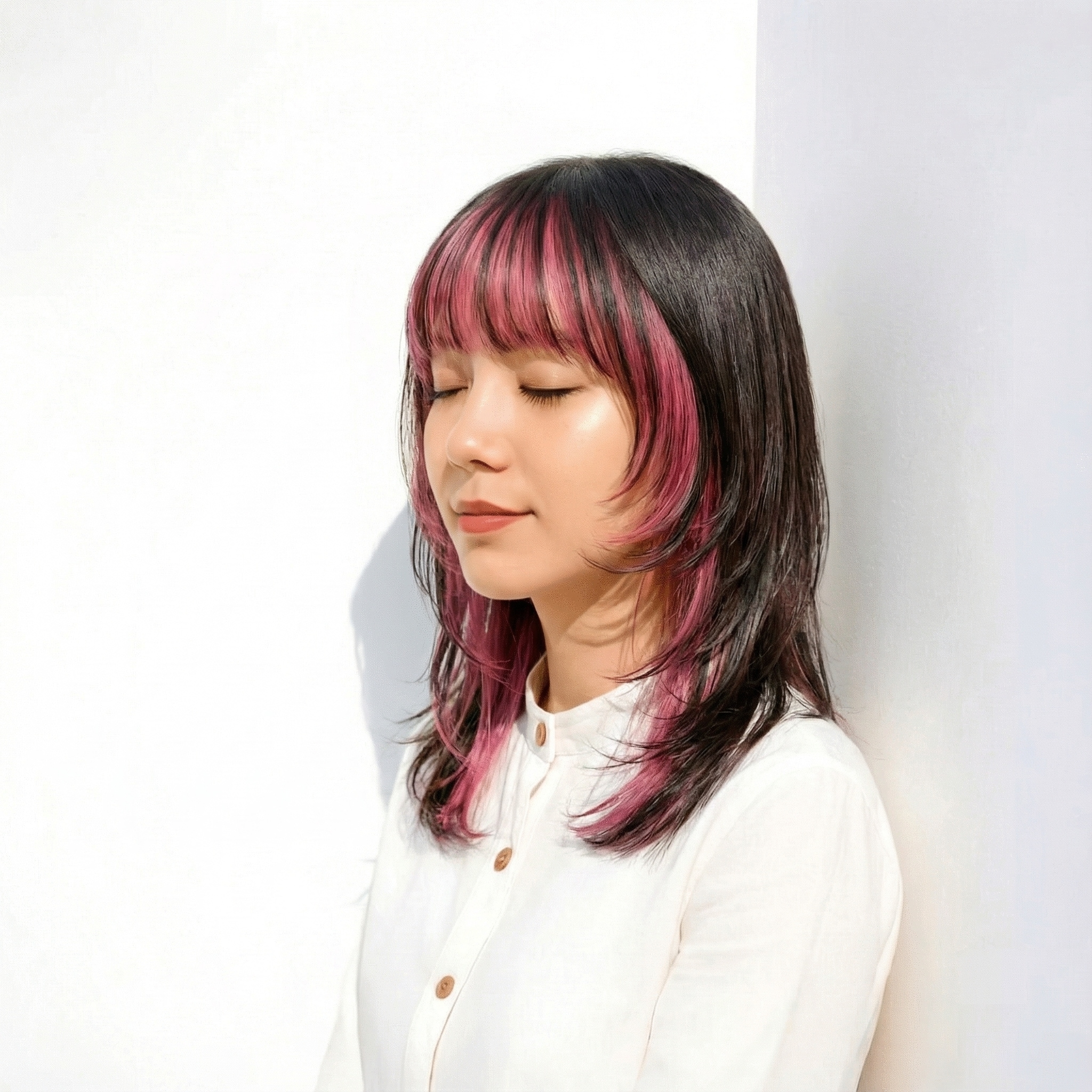 3. フェイスフレーミングカラー×ピンク：血色感を集中的に引き出すアクセント