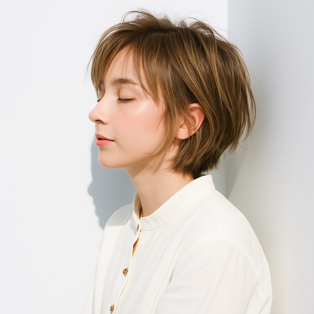 16. カーキベージュ：まろやかな抜け感で赤みをそっとオフ