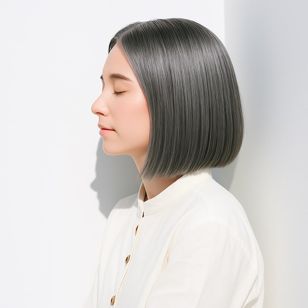 10. シルバーグレージュ：金属感のツヤと都会的な抜け感