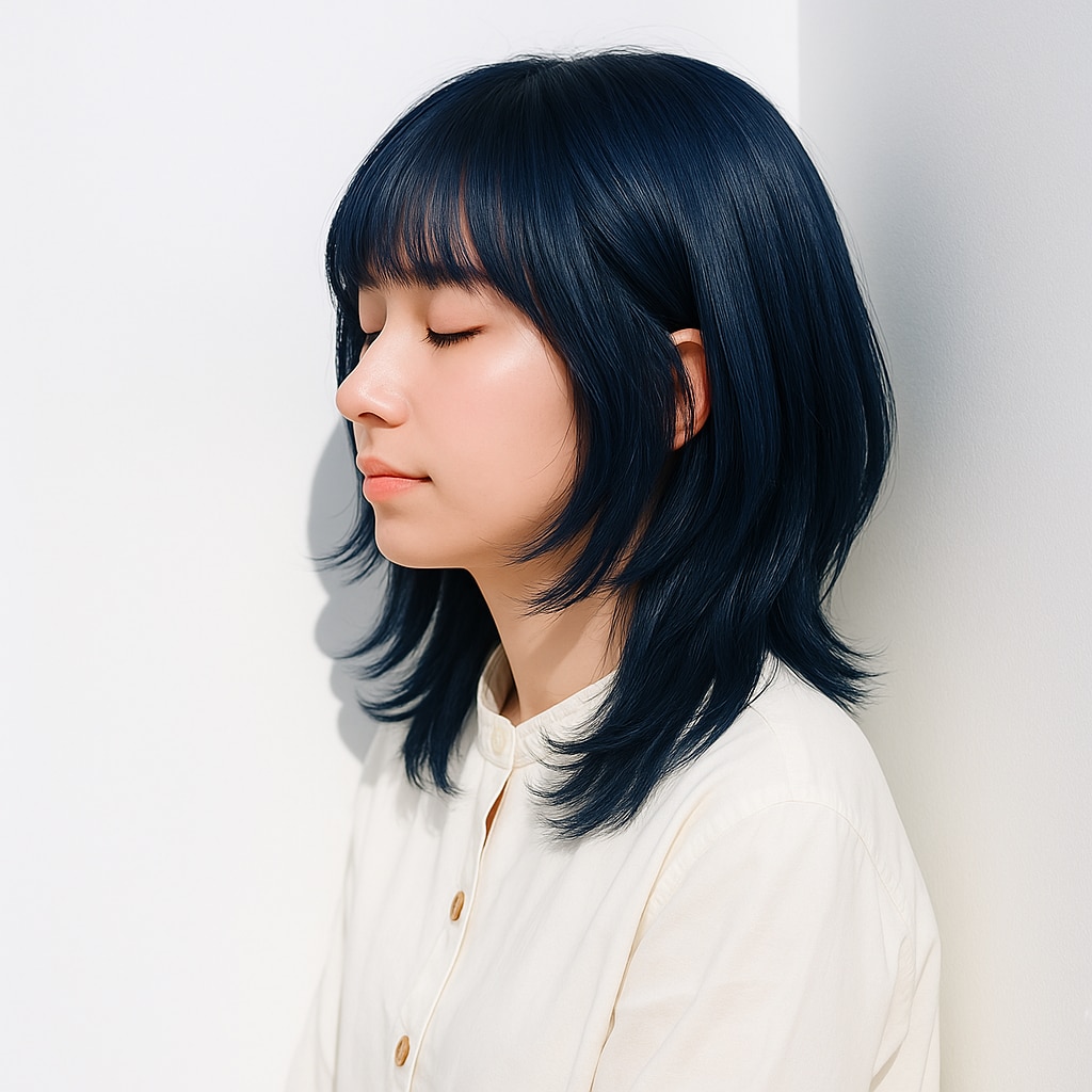 13. ネイビーブルー：暗めでも透ける、清潔感のあるクールさ