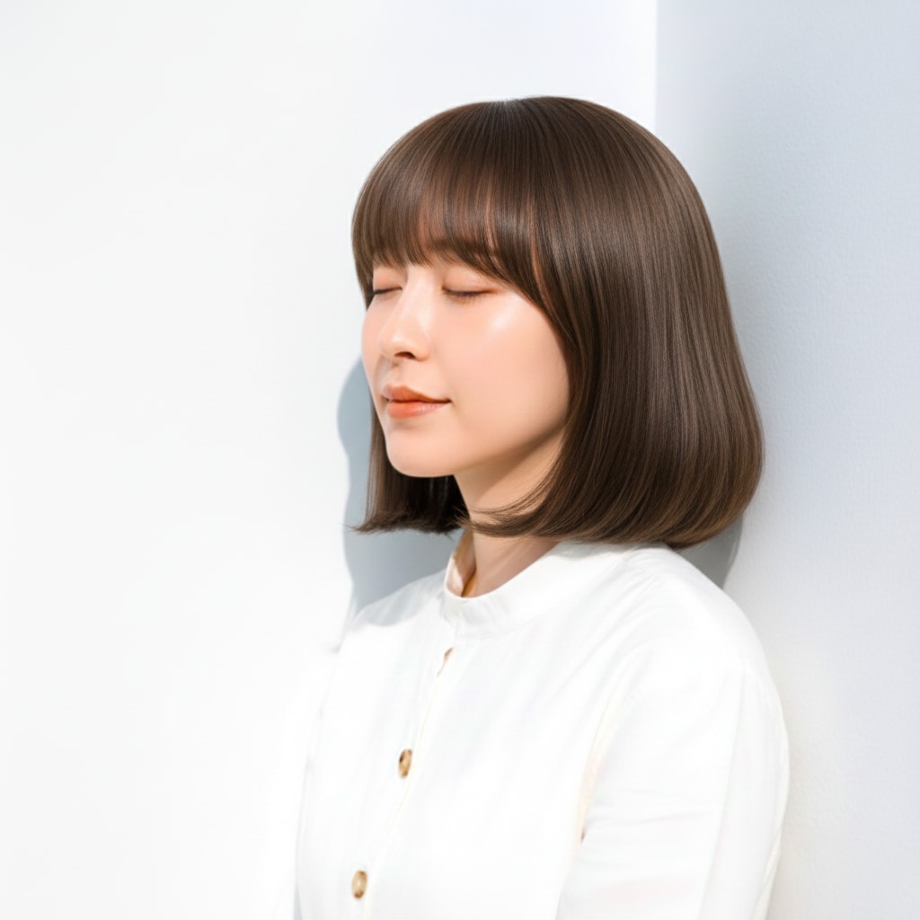 1. シアーベージュ×内巻きボブ：柔らかいツヤで上品に見せる