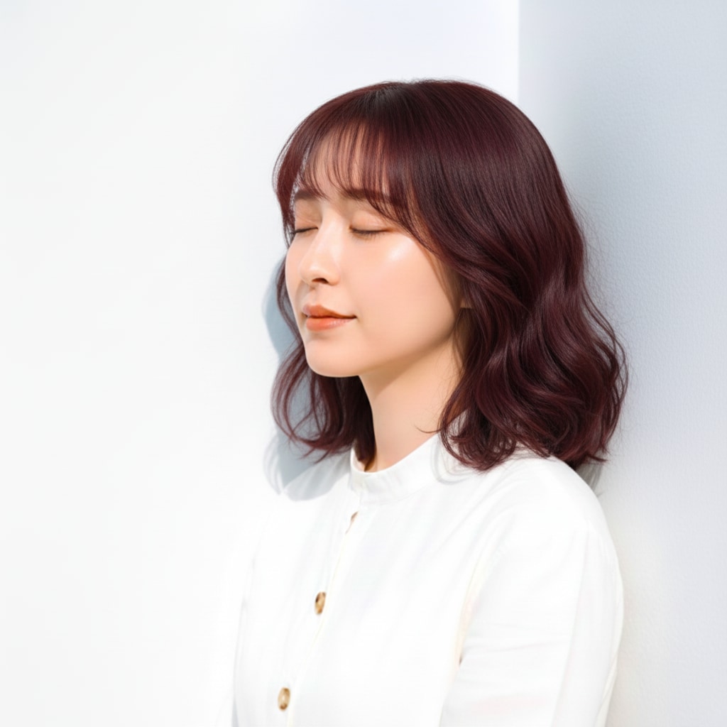 2. ピンクパープル×柔らかウェーブ：可愛さと大人っぽさの絶妙バランス