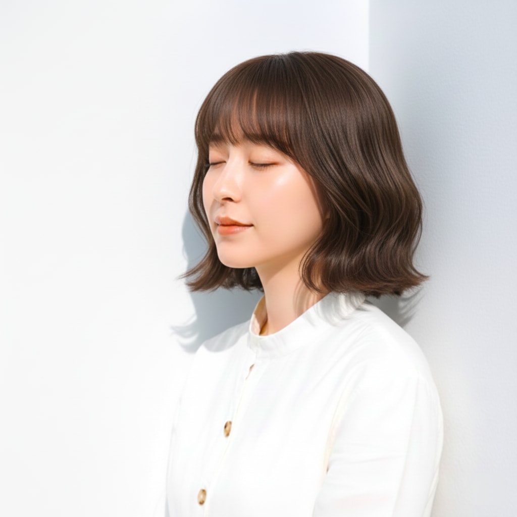 2. ピンクブラウン×ナチュラルウェーブ：深みとツヤのある大人ピンク