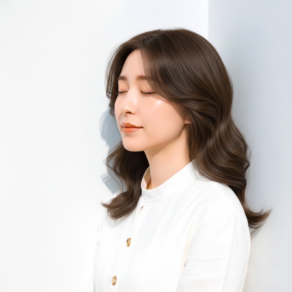 2. ミルクティーアッシュ×ゆるウェーブ：青みで赤みをおさえて透明感アップ