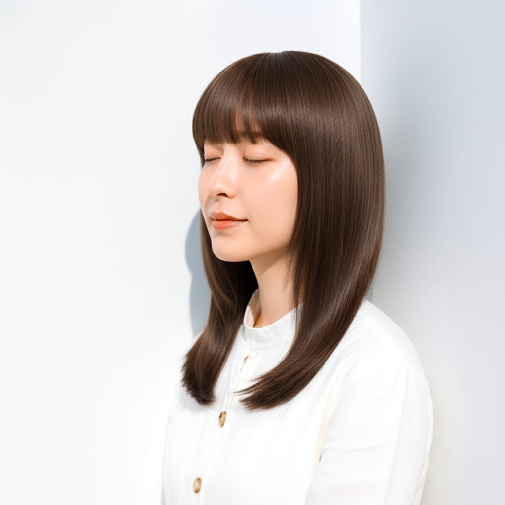 1. ミルクティーベージュ×さらりストレート：淡く柔らかい定番甘カラー