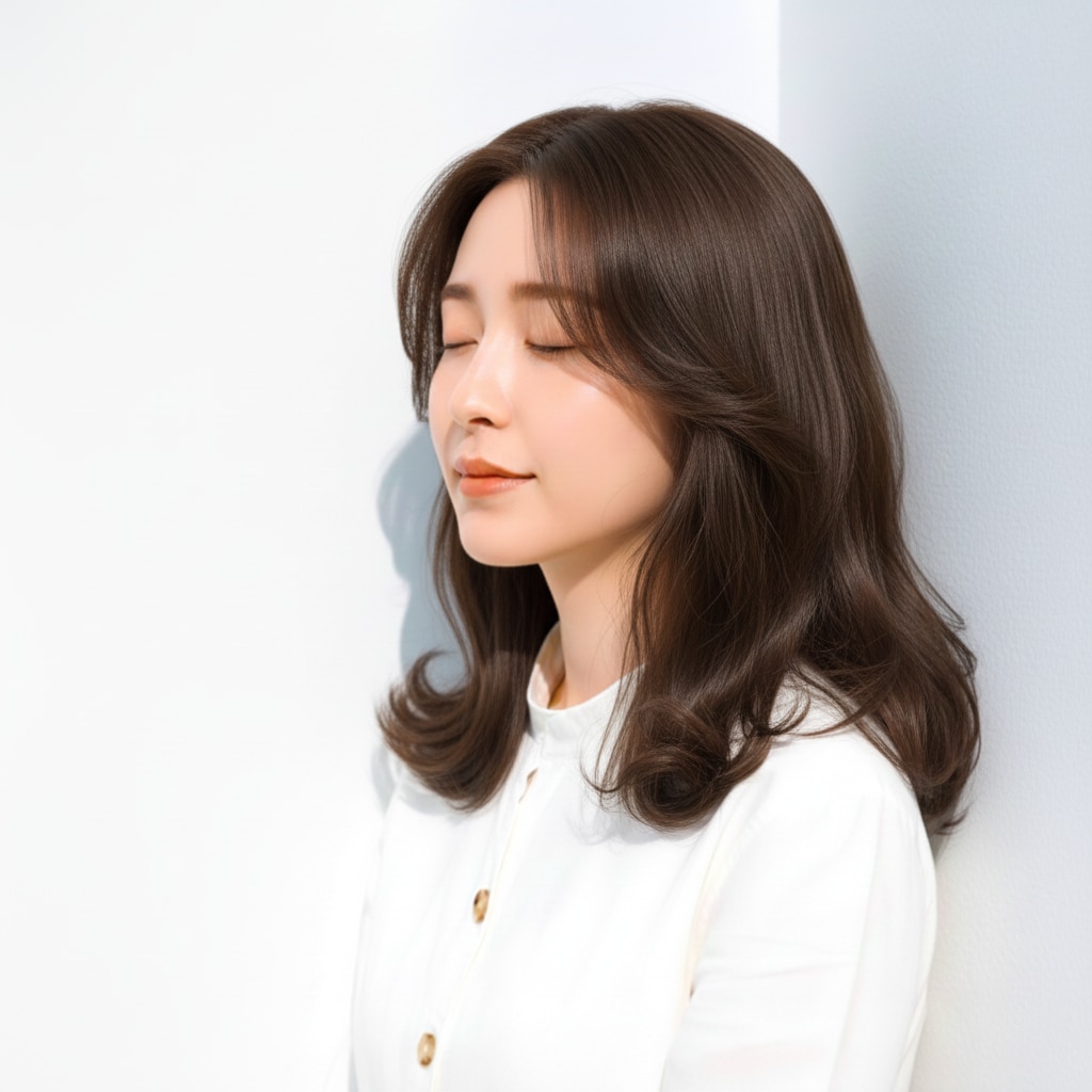 3. ラベンダーベージュ×ゆるカール：ほんのり甘さ×柔らかさの中間カラー